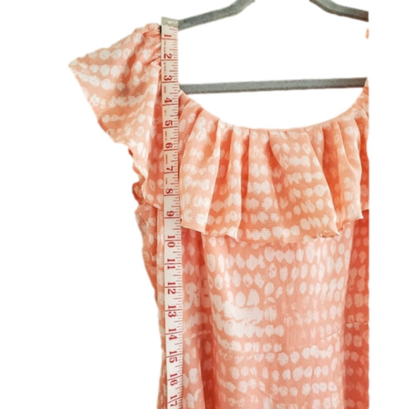 BCBG PARIS Off the Shoulder Sandy Dot Flowy Maxi dress Coral pink Size … - Picture 4 of 16